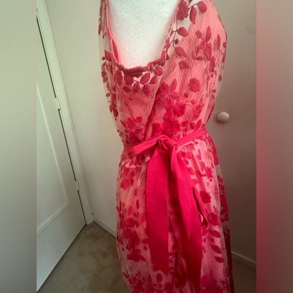 ELLE coral sheer with lace sleeveless spring dress XL - Picture 15 of 16